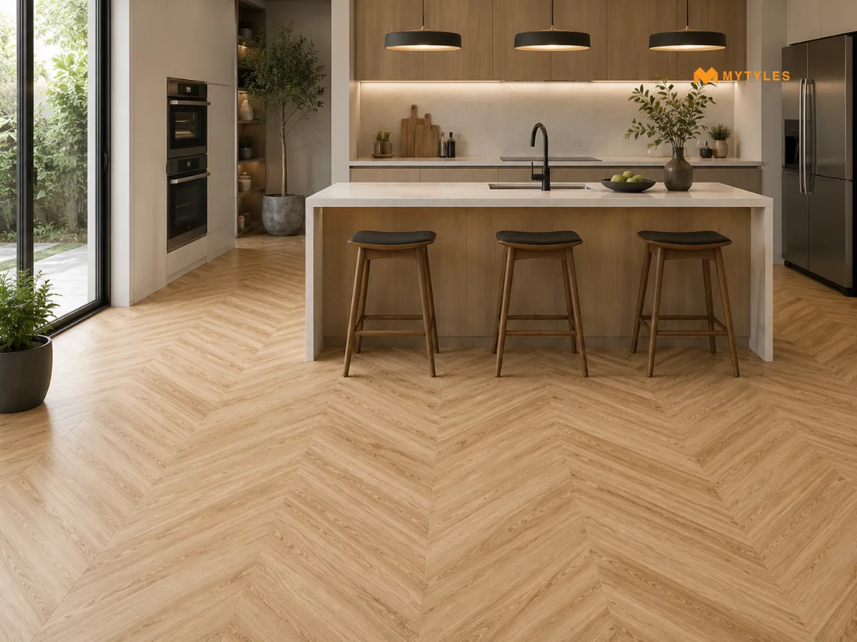 Wooden Tiles in Kitchen Flooring